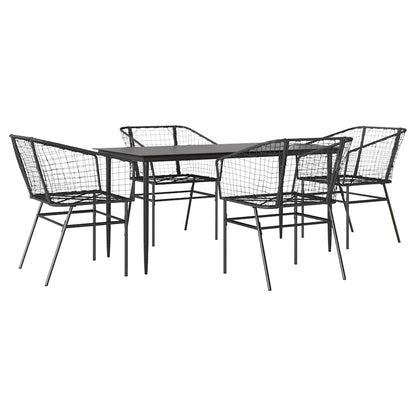 vidaXL 5-teiliges Garten-Esszimmerset aus schwarzem Polyrattanglas