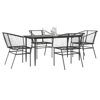 vidaXL 5-teiliges Garten-Esszimmerset aus schwarzem Polyrattanglas