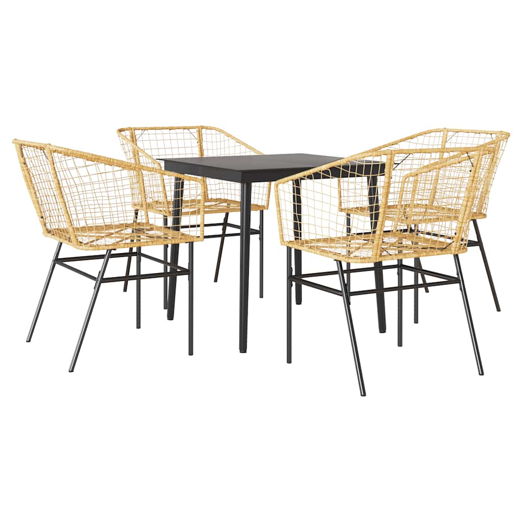 vidaXL 5-teiliges Garten-Esszimmerset Braunes Polyrattanglas