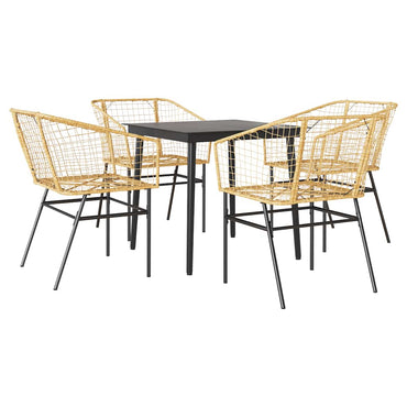 vidaXL 5-teiliges Garten-Esszimmerset Braunes Polyrattanglas