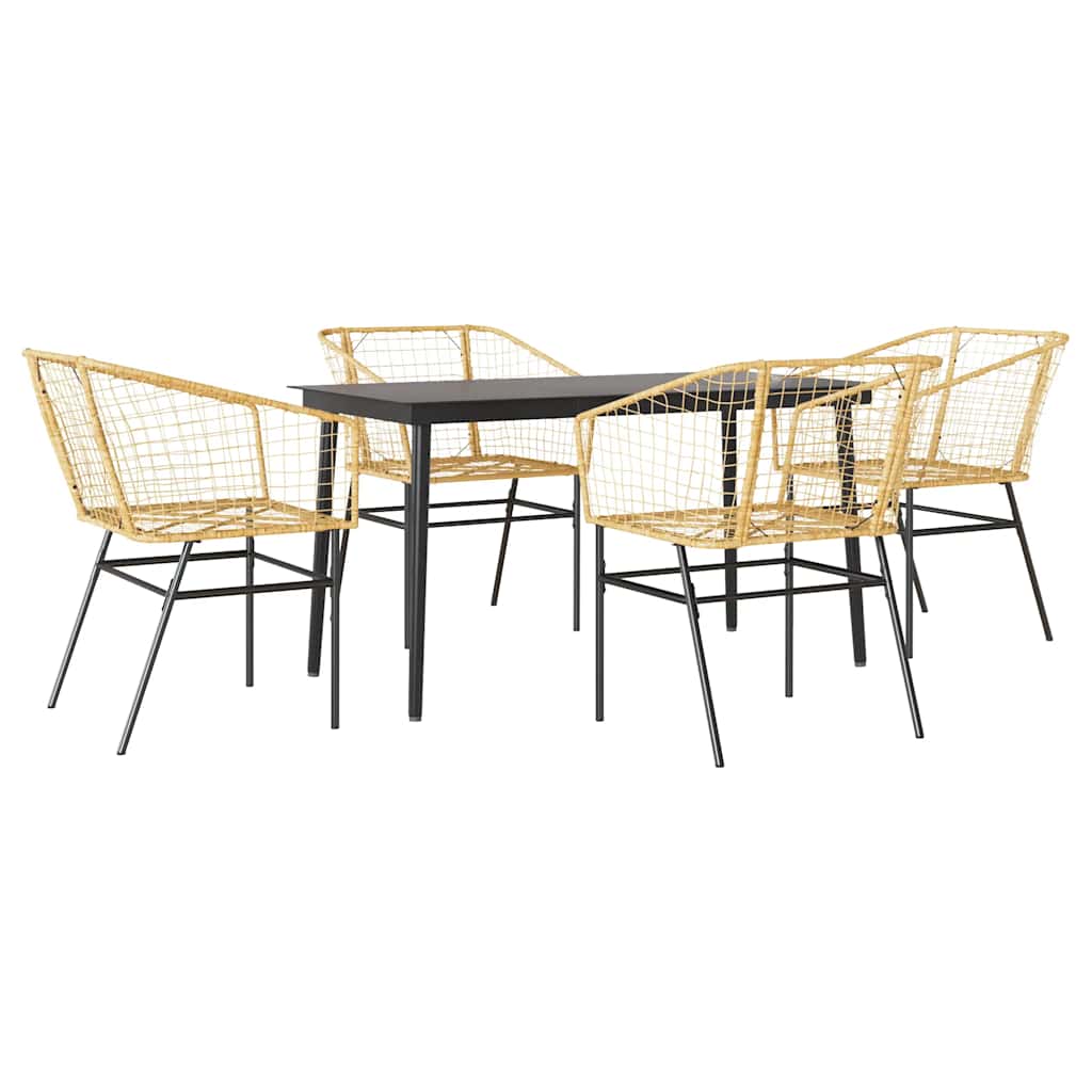 vidaXL Salon de jardin 5 pcs Marron Résine tressée et verre