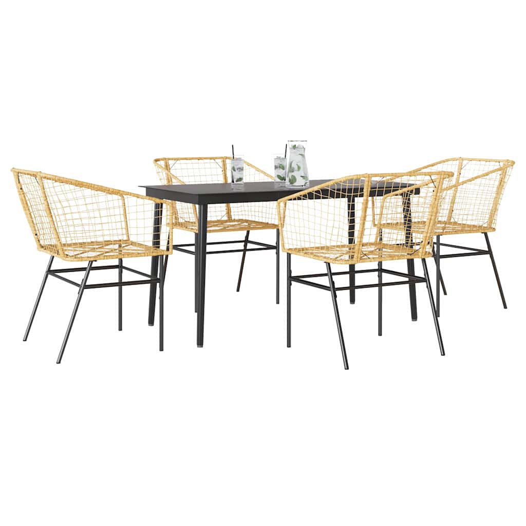 vidaXL Salon de jardin 5 pcs Marron Résine tressée et verre
