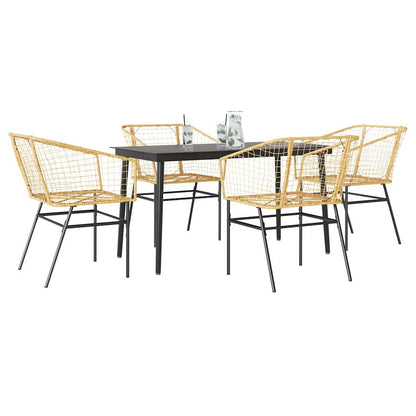 vidaXL Salon de jardin 5 pcs Marron Résine tressée et verre