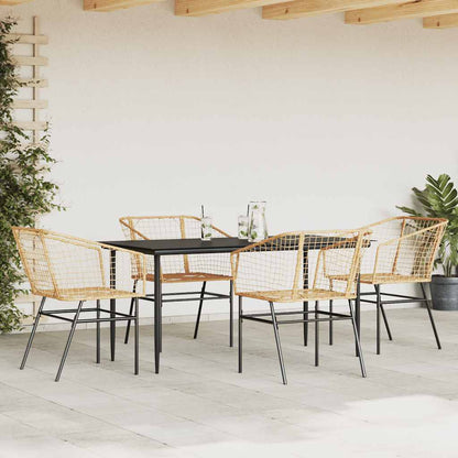 vidaXL Salon de jardin 5 pcs Marron Résine tressée et verre