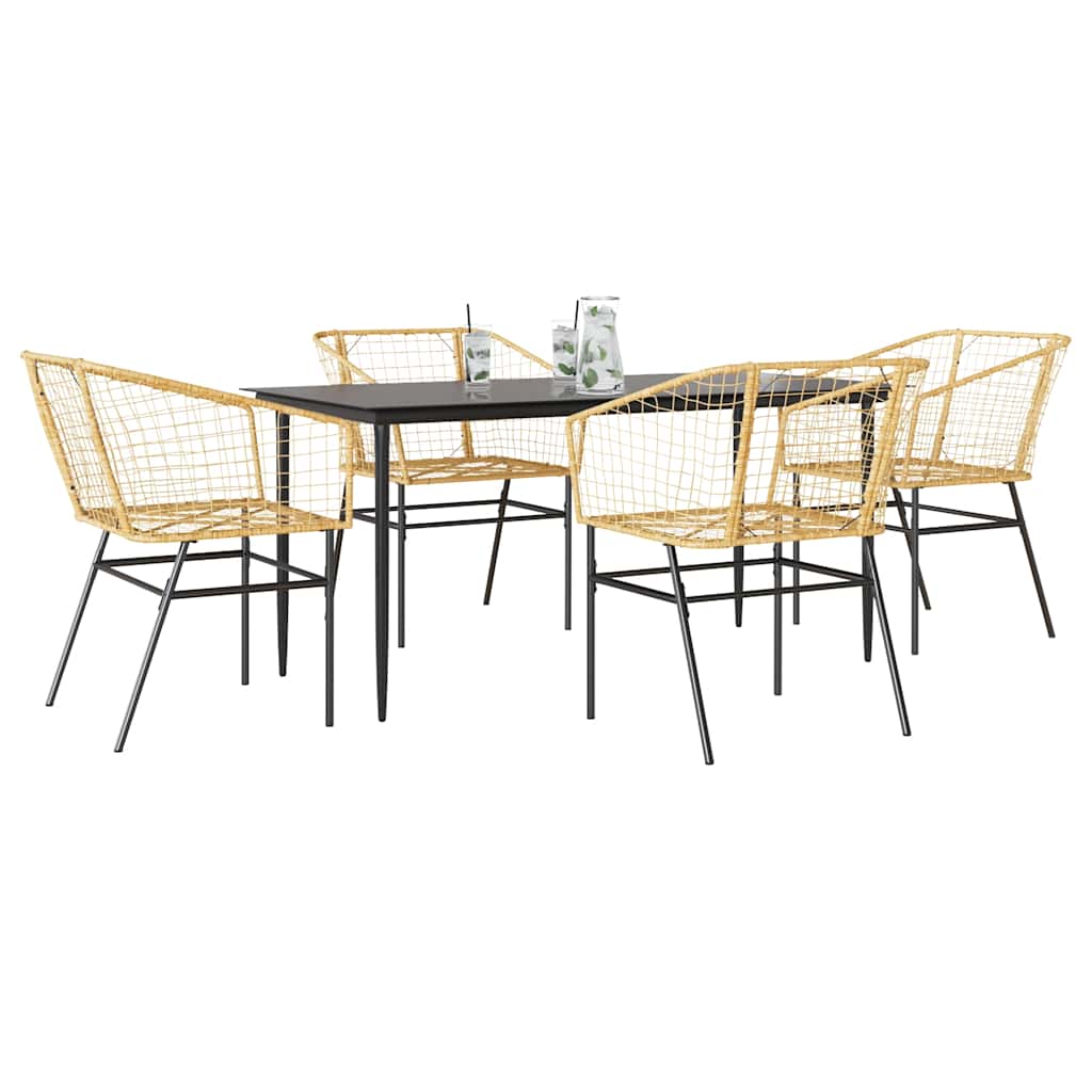 vidaXL Salon de jardin 5 pcs Marron Résine tressée et verre