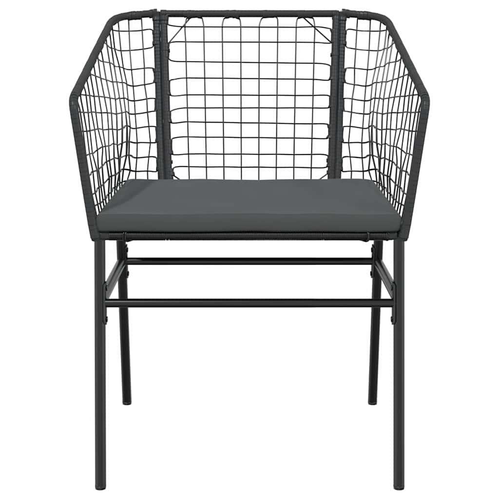 vidaXL 5-tlg. Garten-Essgruppe mit Kissen Schwarz Poly Rattan Glas