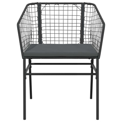 vidaXL 5-tlg. Garten-Essgruppe mit Kissen Schwarz Poly Rattan Glas