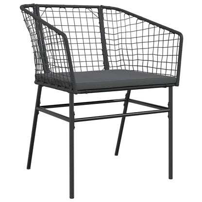 vidaXL 5-tlg. Garten-Essgruppe mit Kissen Schwarz Poly Rattan Glas