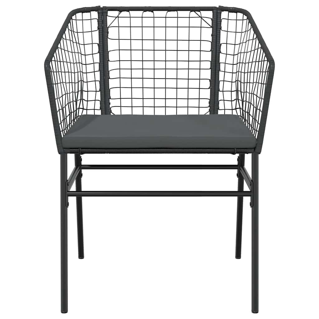 7-tlg. Garten-Essgruppe mit Kissen Schwarz Poly Rattan Glas