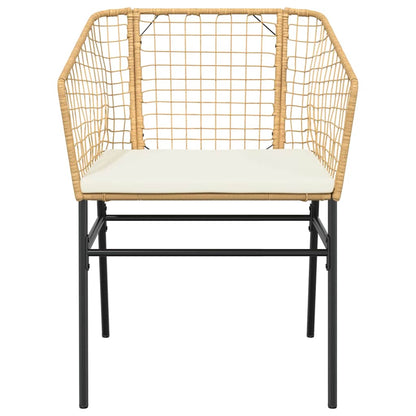 vidaXL 5-tlg. Garten-Essgruppe mit Kissen Braun Poly Rattan Glas