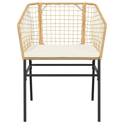 vidaXL 5-tlg. Garten-Essgruppe mit Kissen Braun Poly Rattan Glas