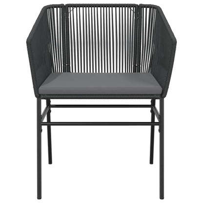 vidaXL 5-tlg. Garten-Essgruppe mit Kissen Schwarz Poly Rattan Glas