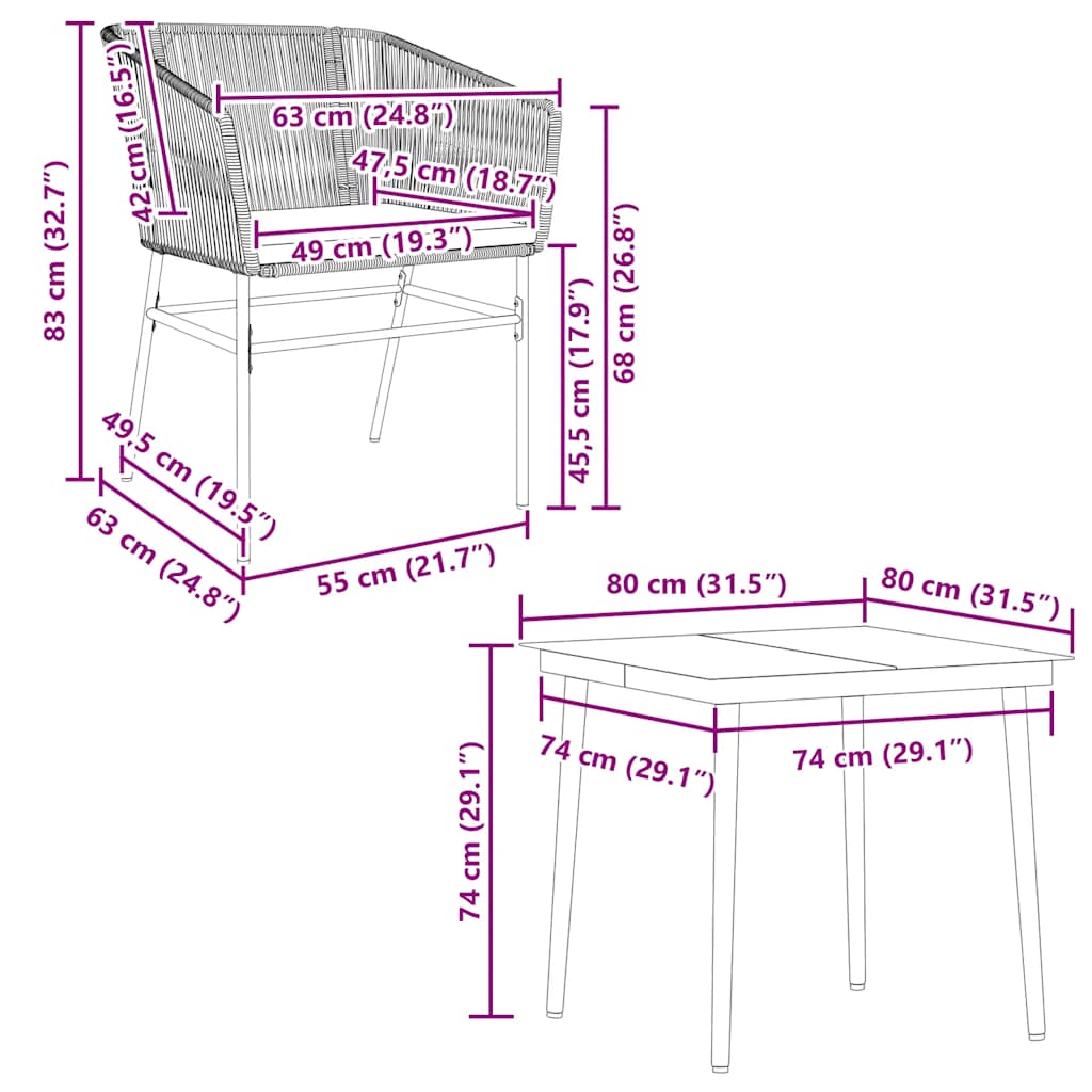 vidaXL 5-tlg. Garten-Essgruppe mit Kissen Schwarz Poly Rattan Glas