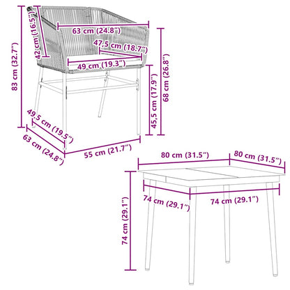 vidaXL 5-tlg. Garten-Essgruppe mit Kissen Schwarz Poly Rattan Glas