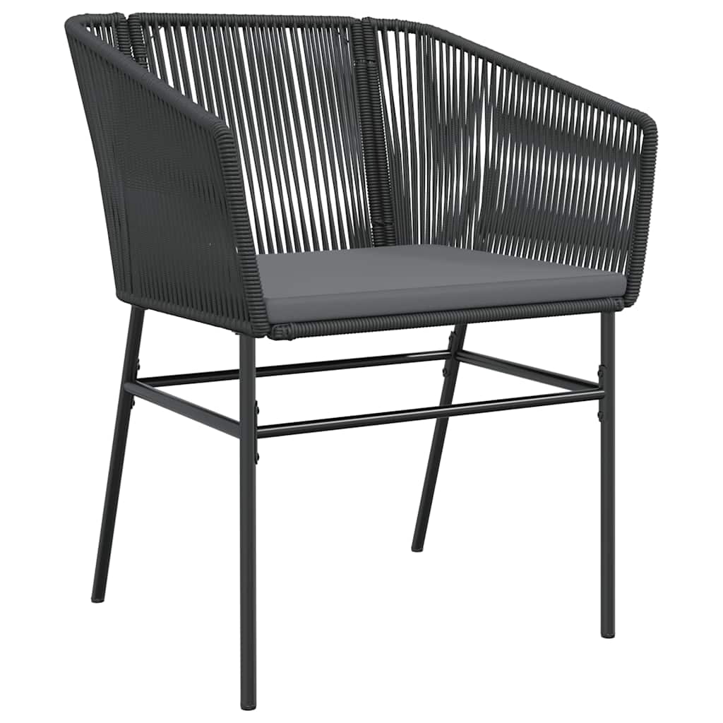 vidaXL 5-tlg. Garten-Essgruppe mit Kissen Schwarz Poly Rattan Glas