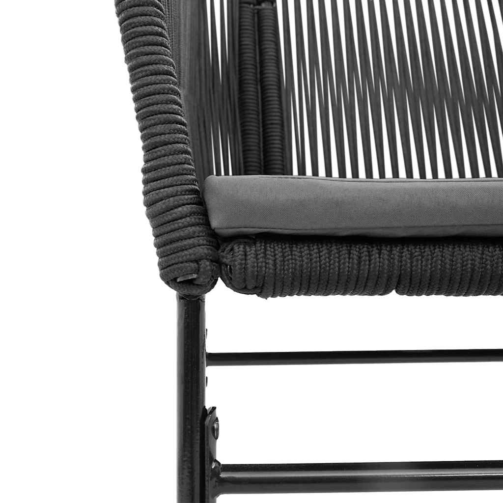 5-tlg. Garten-Essgruppe mit Kissen Schwarz Poly Rattan Glas