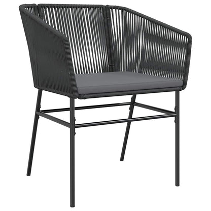 vidaXL 5-tlg. Garten-Essgruppe mit Kissen Schwarz Poly Rattan Glas