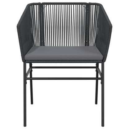vidaXL 5-tlg. Garten-Essgruppe mit Kissen Schwarz Poly Rattan Glas