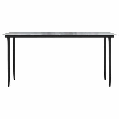 vidaXL 5-tlg. Garten-Essgruppe mit Kissen Schwarz Poly Rattan Glas