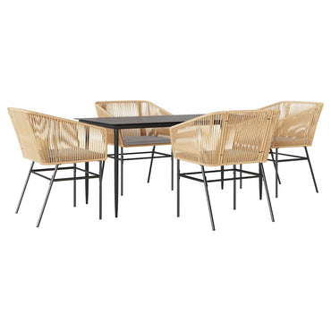 vidaXL 5-tlg. Garten-Essgruppe mit Kissen Braun Poly Rattan Glas