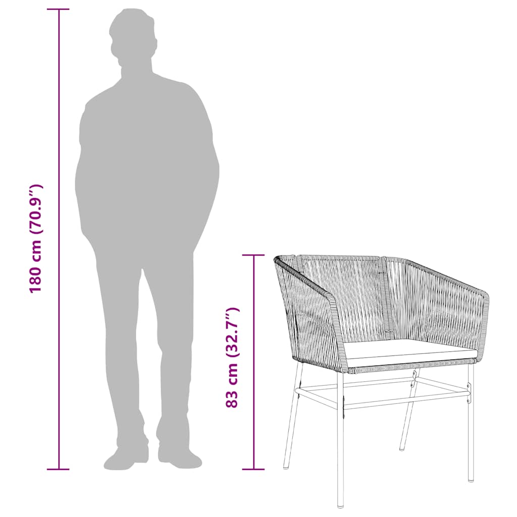5-tlg. Garten-Essgruppe mit Kissen Braun Poly Rattan Glas