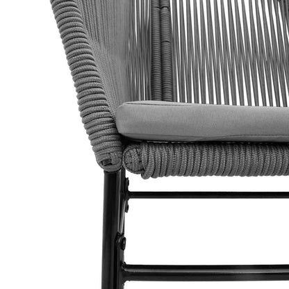 vidaXL 5-tlg. Garten-Essgruppe mit Kissen Grau Poly Rattan Glas