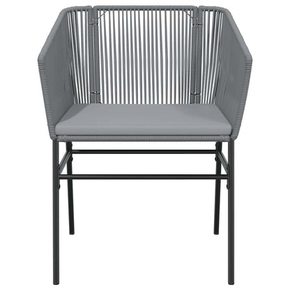 vidaXL 5-tlg. Garten-Essgruppe mit Kissen Grau Poly Rattan Glas