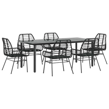 vidaXL Ensemble de salle à manger de jardin 7 pièces en résine tressée noire et verre
