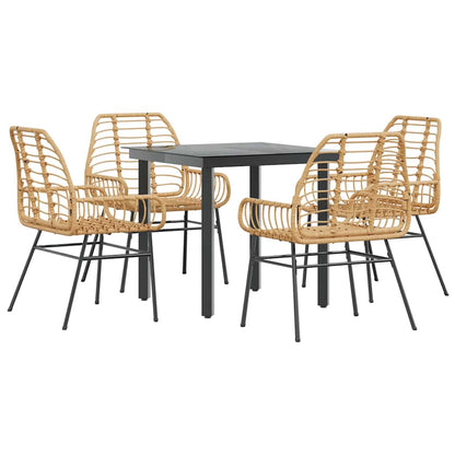 vidaXL 5-teiliges Garten-Esszimmerset Braunes Polyrattanglas