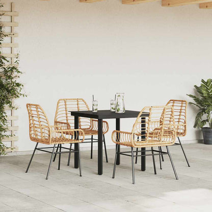 vidaXL 5-teiliges Garten-Esszimmerset Braunes Polyrattanglas