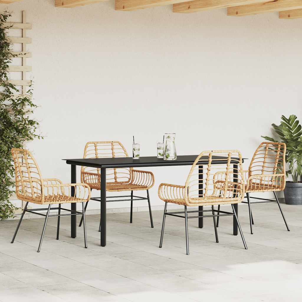 vidaXL 5-teiliges Garten-Esszimmerset Braunes Polyrattanglas
