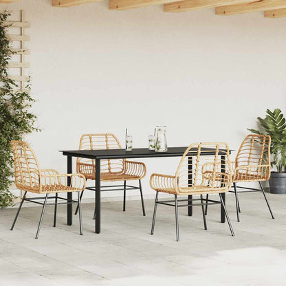 vidaXL 5-teiliges Garten-Esszimmerset Braunes Polyrattanglas