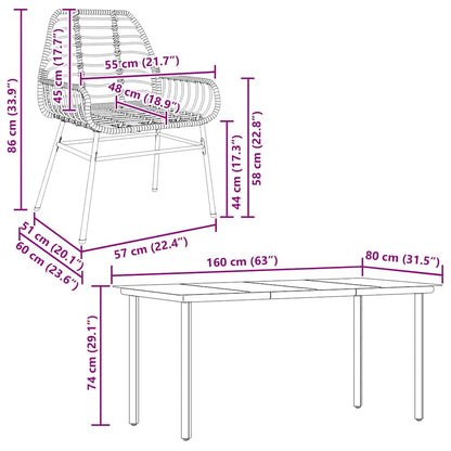 7-teiliges Garten-Esszimmerset Braunes Polyrattanglas