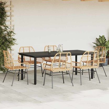 7-teiliges Garten-Esszimmerset Braunes Polyrattanglas