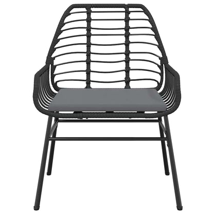 vidaXL 5-tlg. Garten-Essgruppe mit Kissen Schwarz Poly Rattan Glas