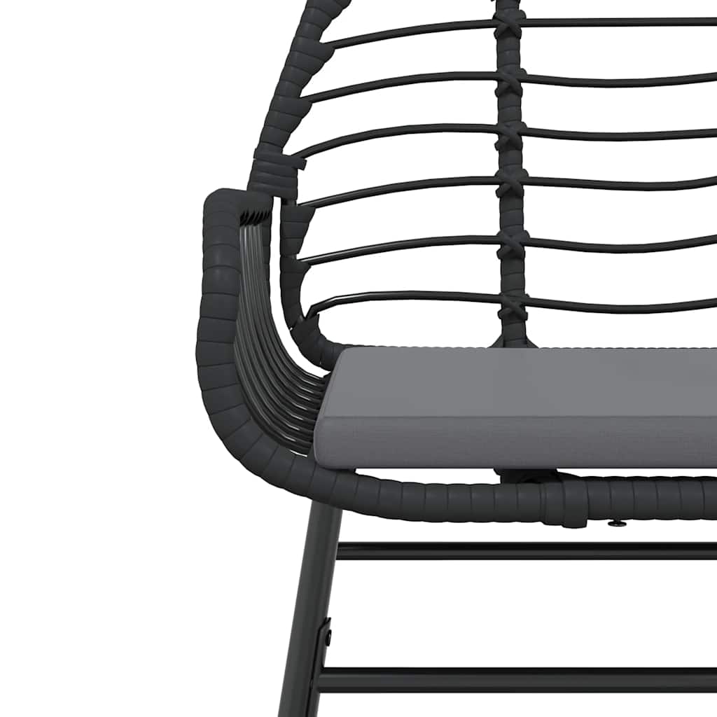 vidaXL 5-tlg. Garten-Essgruppe mit Kissen Schwarz Poly Rattan Glas