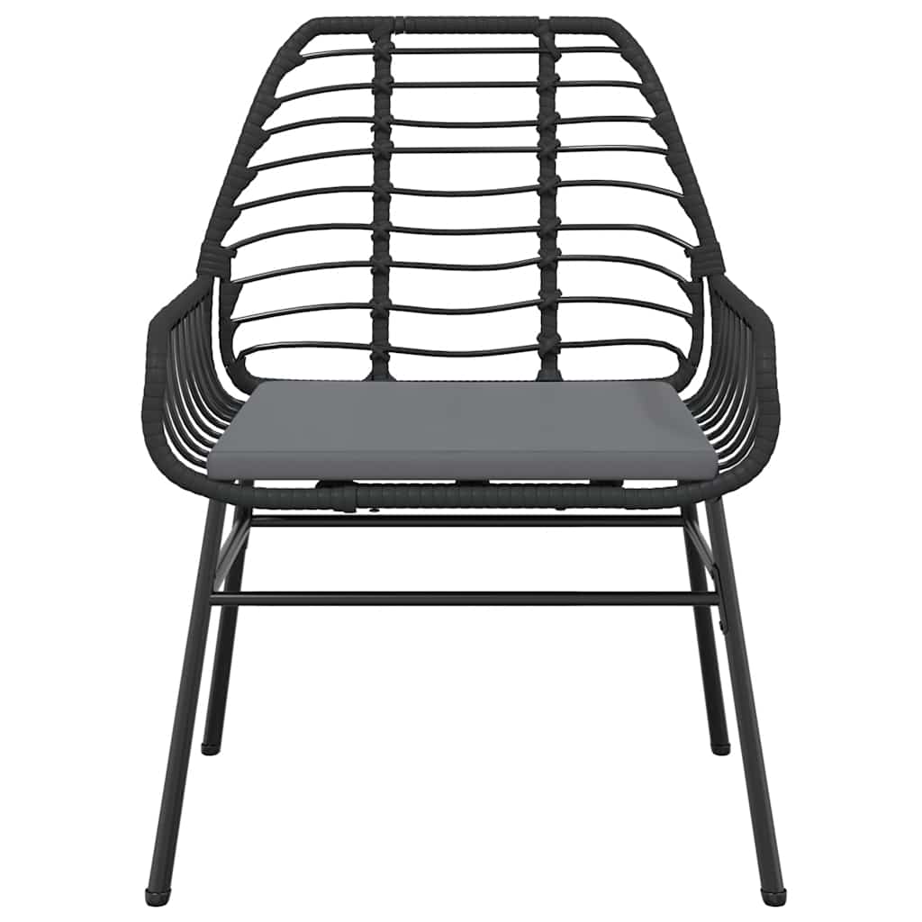vidaXL 5-tlg. Garten-Essgruppe mit Kissen Schwarz Poly Rattan Glas