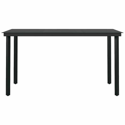 vidaXL 5-tlg. Garten-Essgruppe mit Kissen Schwarz Poly Rattan Glas
