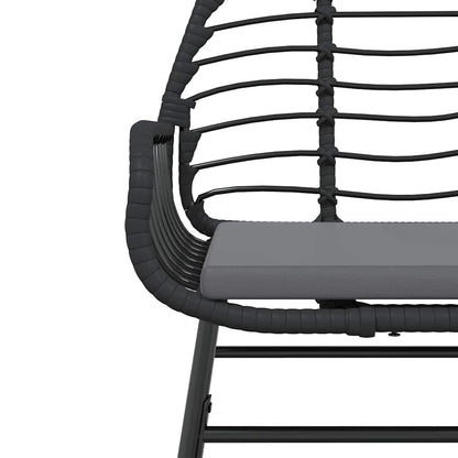 vidaXL 5-tlg. Garten-Essgruppe mit Kissen Schwarz Poly Rattan Glas