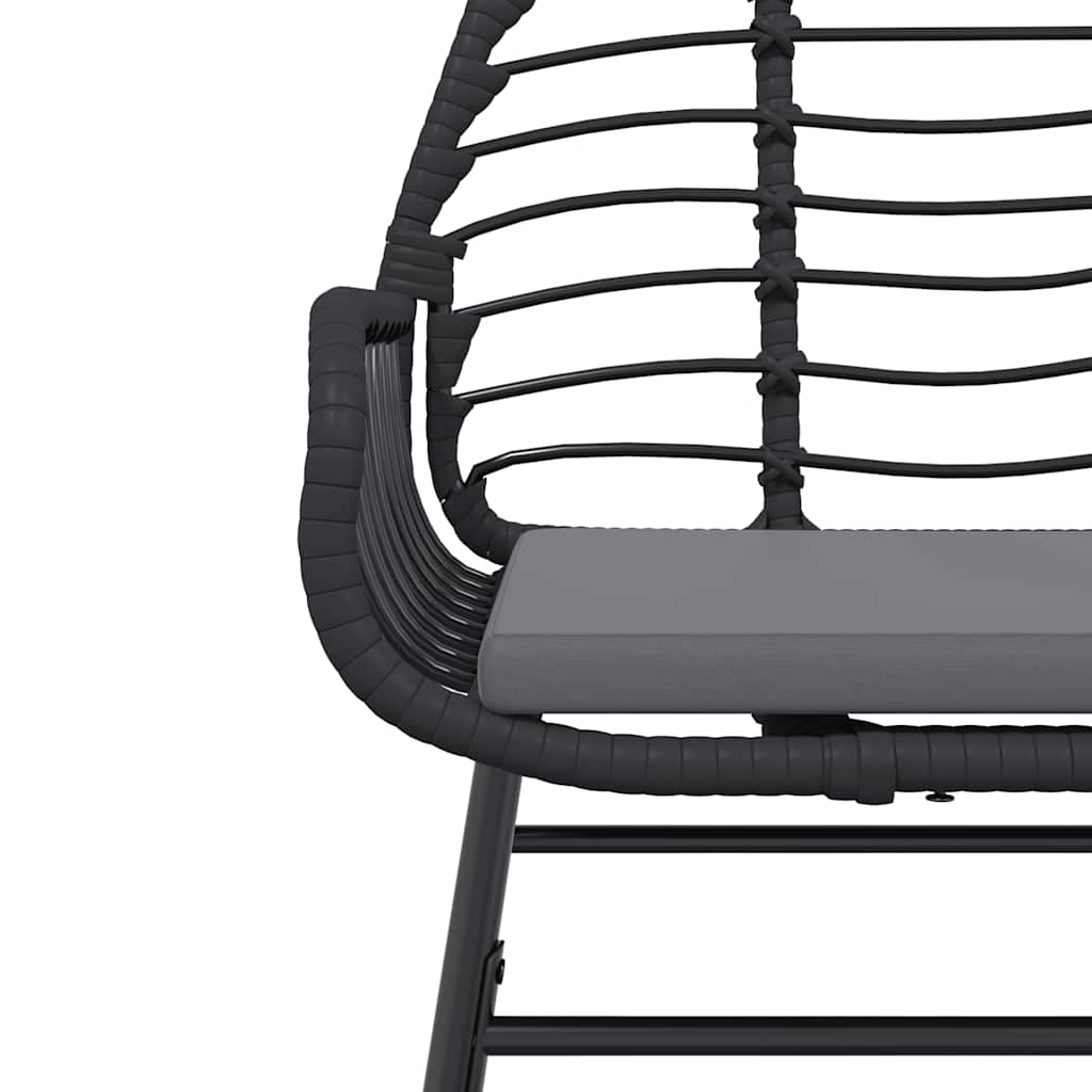 7-tlg. Garten-Essgruppe mit Kissen Schwarz Poly Rattan Glas