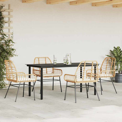 vidaXL 5-tlg. Garten-Essgruppe mit Kissen Braun Poly Rattan Glas
