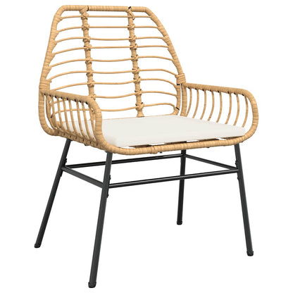vidaXL 5-tlg. Garten-Essgruppe mit Kissen Braun Poly Rattan Glas