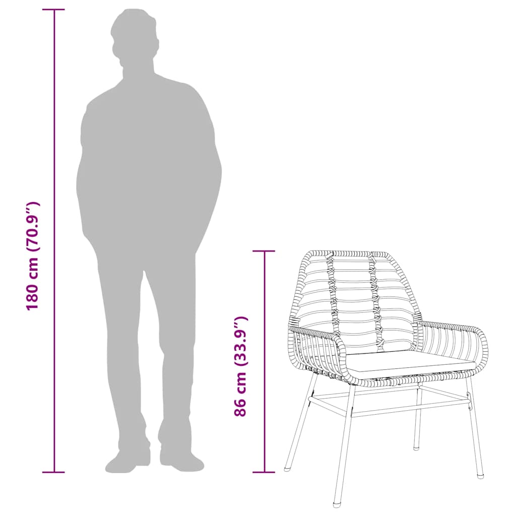 7-tlg. Garten-Essgruppe mit Kissen Braun Poly Rattan Glas