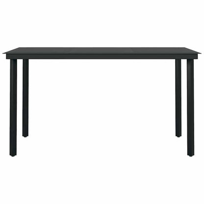 vidaXL 5-tlg. Garten-Essgruppe mit Kissen Schwarz Poly Rattan Glas