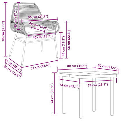 vidaXL 5-tlg. Garten-Essgruppe mit Kissen Braun Poly Rattan Glas