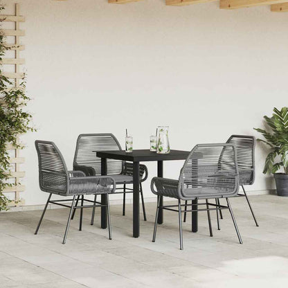 5-tlg. Garten-Essgruppe mit Kissen Grau Poly Rattan Glas