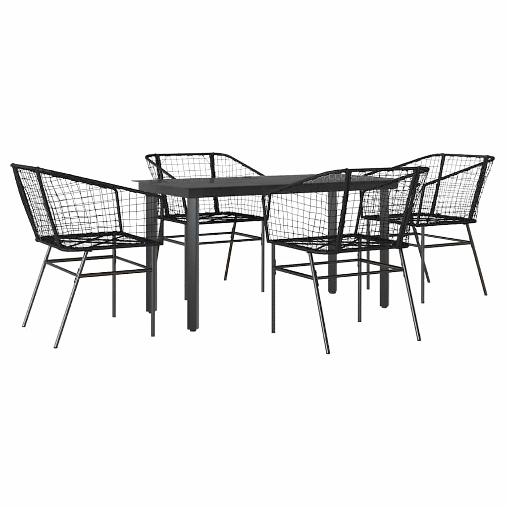 vidaXL 5-teiliges Garten-Esszimmerset aus schwarzem Polyrattanglas