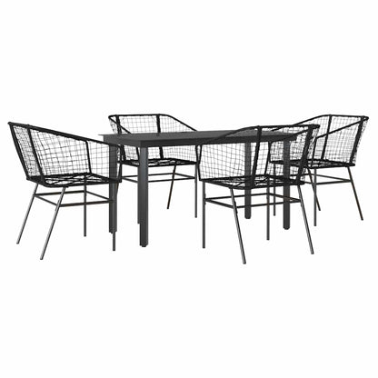 vidaXL 5-teiliges Garten-Esszimmerset aus schwarzem Polyrattanglas