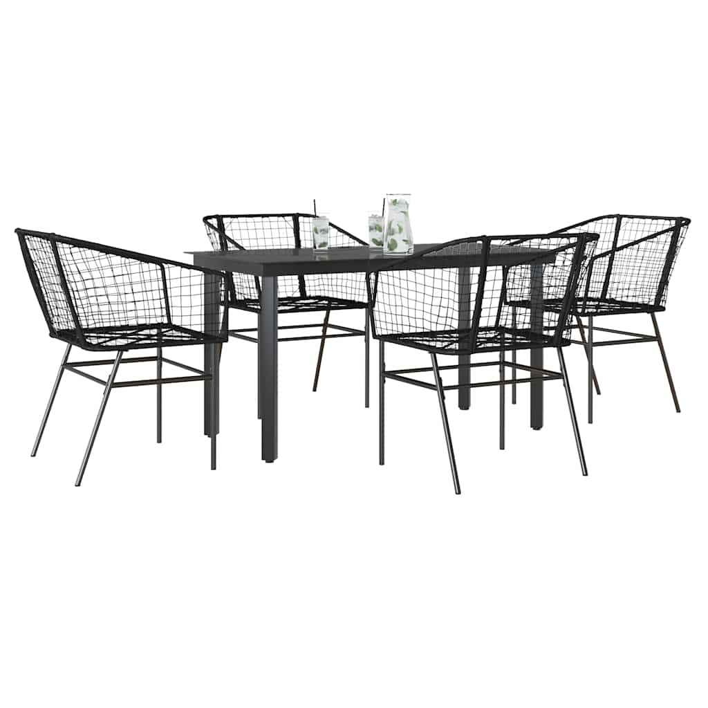 vidaXL 5-teiliges Garten-Esszimmerset aus schwarzem Polyrattanglas