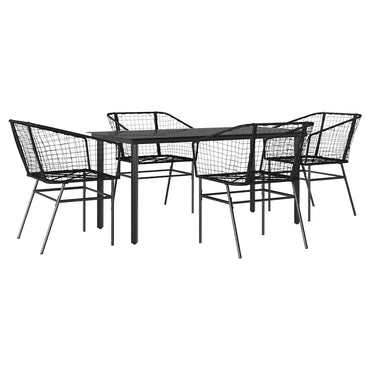 vidaXL 5-teiliges Garten-Esszimmerset aus schwarzem Polyrattanglas